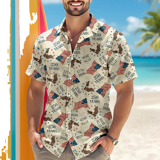 Personalized America 250th Birthday Hawaii Shirt, 250th Anniversary Gift Moonbestprint