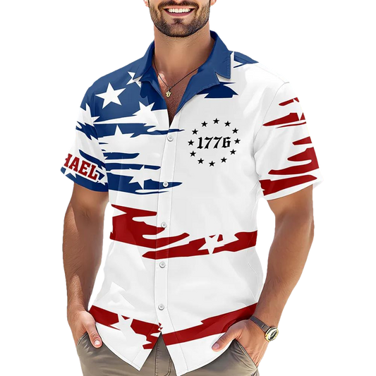 Personalized American 1776 Hawaii Shirt, 4th of July American, Independence Day Gift, 250th Anniversary Gift Moonbestprint