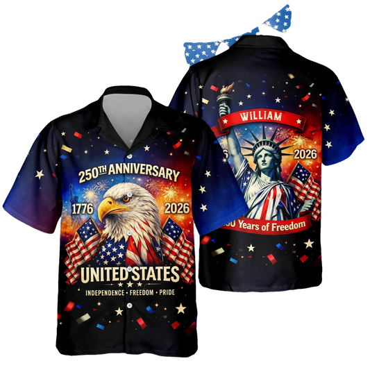 Personalized Happy 250th Anniversary United States - 250 Years of Freedom Hawaiian Shirt, 250th Anniversary Gift Moonbestprint