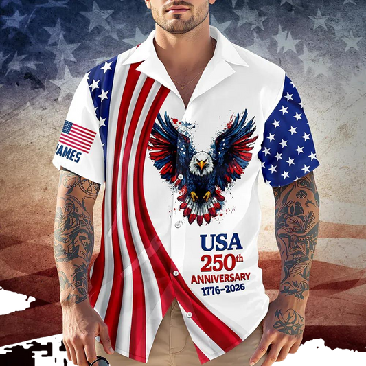 Personalized USA 250th Anniversary 1776-2026 Hawaii Shirt, 250th Anniversary Gift Moonbestprint