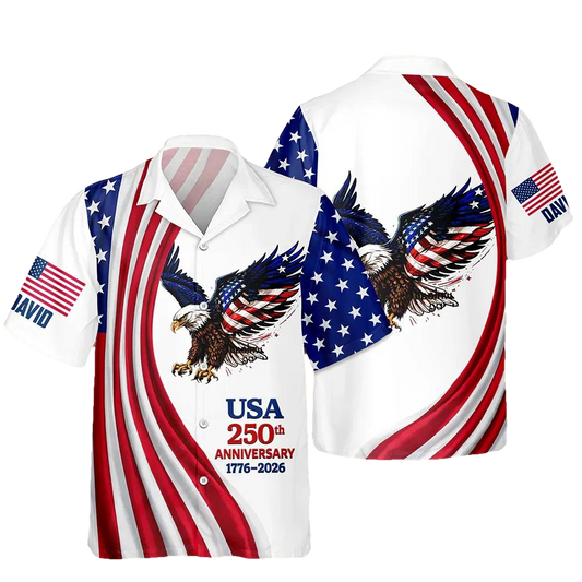 Personalized USA 250th Anniversary 1776-2026 Hawaii Shirt, 250th Anniversary Gift Moonbestprint