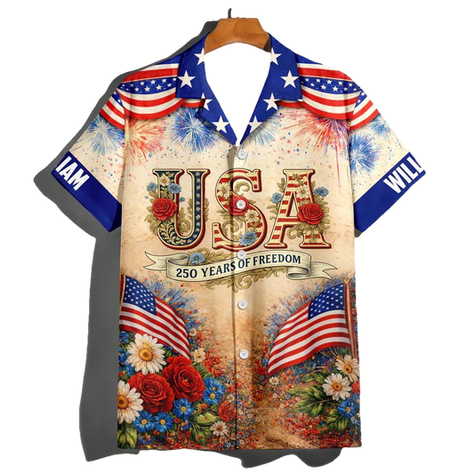 USA 250 Years of Freedom Hawaiian Shirt For Independence Day 2026, 250th Anniversary Gift Moonbestprint