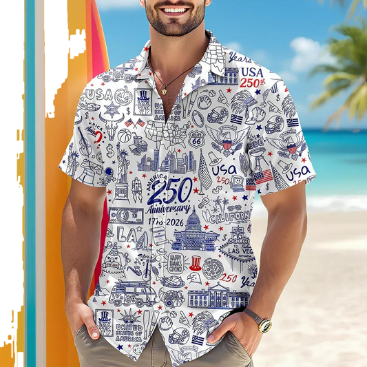 USA 250th Anniversary Patriotic Hawaii Shirt, 250th Anniversary Gift Moonbestprint