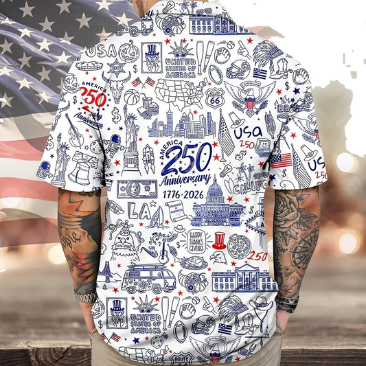 USA 250th Anniversary Patriotic Hawaii Shirt, 250th Anniversary Gift Moonbestprint