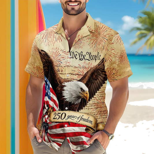 We The People 250 Years of Freedom Hawaiian Shirt – American Flag Patriotic, 250th Anniversary Gift Moonbestprint