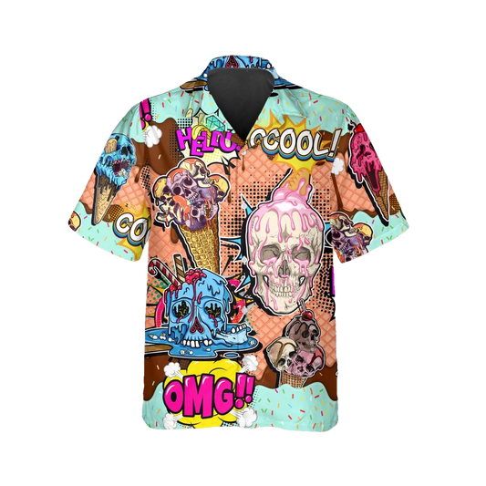 Halo Cool Skull Hawaiian Shirt, Hawaiian Button Up Shirt, Tropical Shirts For Men Moonbestprint