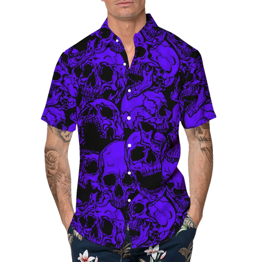 Purple Head Skull Hawaiian Shirt, Hawaiian Button Up Shirt, Tropical Shirts For Men Moonbestprint