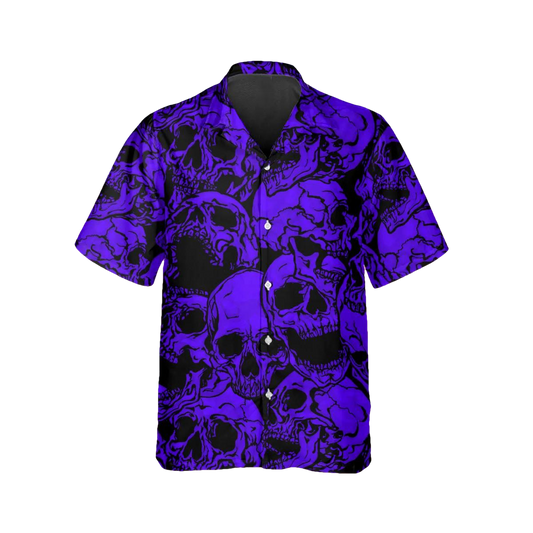 Purple Head Skull Hawaiian Shirt, Hawaiian Button Up Shirt, Tropical Shirts For Men Moonbestprint