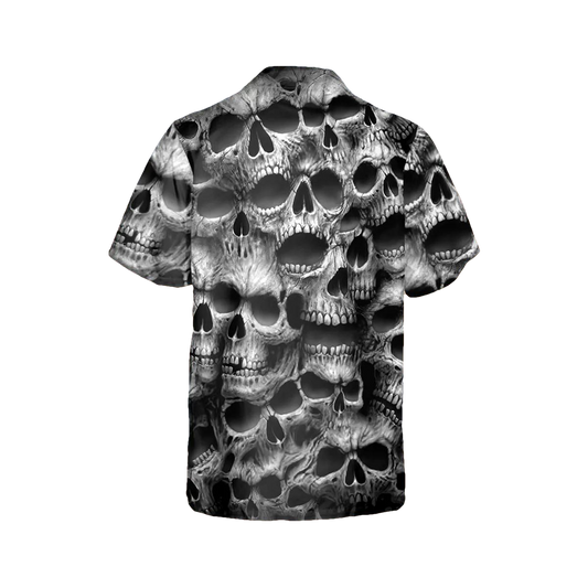 Dark Skull Pile Hawaiian Shirt, Hawaiian Button Up Shirt, Tropical Shirts For Men Moonbestprint