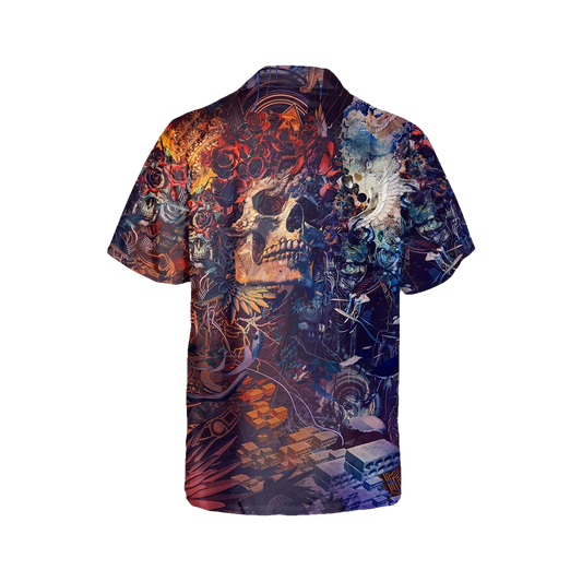 Floral Grateful Dead Skull Hawaiian Shirt, Hawaiian Button Up Shirt, Tropical Shirts For Men Moonbestprint