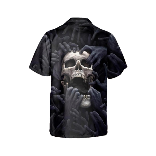 Horror Skull Nightmare Hawaiian Shirt, Hawaiian Button Up Shirt, Tropical Shirts For Men Moonbestprint