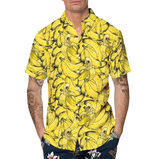 Massive Banana Skull Hawaiian Shirt, Hawaiian Button Up Shirt, Tropical Shirts For Men Moonbestprint