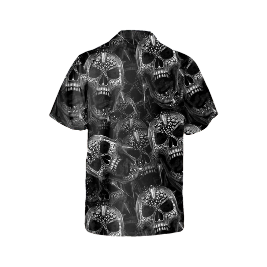 Scary Dark Skull Pile Hawaiian Shirt, Hawaiian Button Up Shirt, Tropical Shirts For Men Moonbestprint