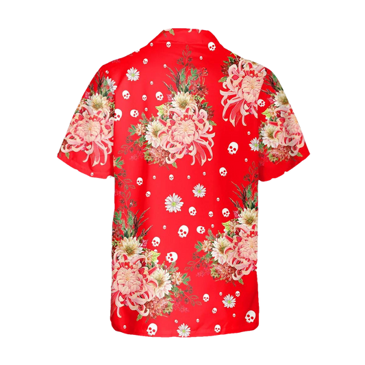 Rose Flower Skull Hawaiian Shirt, Hawaiian Button Up Shirt, Tropical Shirts For Men Moonbestprint