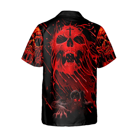 Scary Skull Screaming Personalized Hawaiian Shirt, Hawaiian Button Up Shirt, Tropical Shirts For Men Moonbestprint