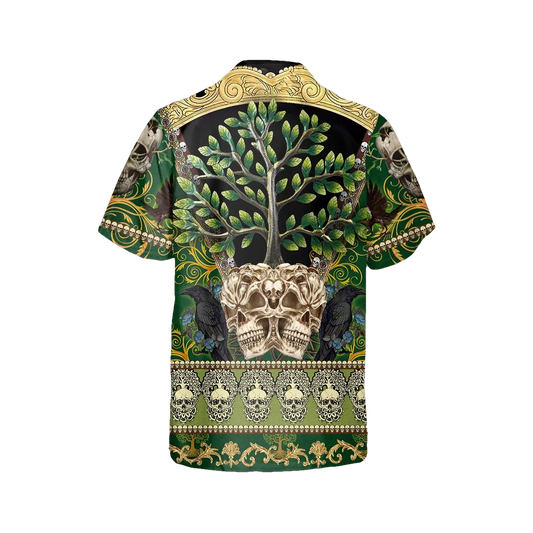 Skull Green Tree Hawaiian Shirt, Hawaiian Button Up Shirt, Aloha Shirts Moonbestprint