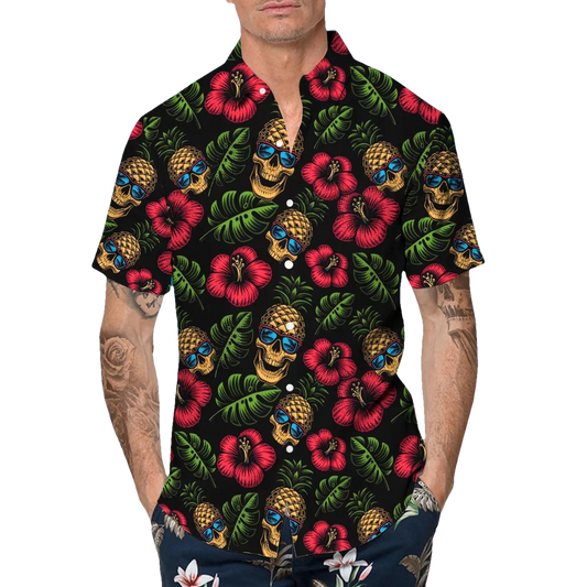 Weird Skull Pineapple Hawaiian Shirt, Hawaiian Button Up Shirt, Aloha Shirts Moonbestprint