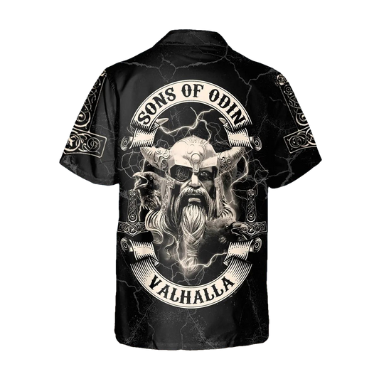 Viking Son Of Odin Valhalla Custom Hawaiian Shirt, Hawaiian Button Up Shirt, Aloha Shirts Moonbestprint