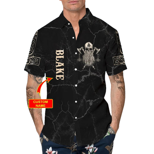 Viking Son Of Odin Valhalla Skull Custom Hawaiian Shirt, Hawaiian Button Up Shirt, Aloha Shirts Moonbestprint