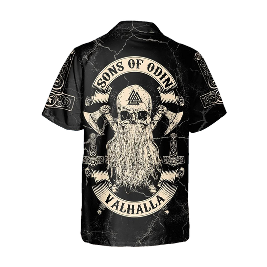 Viking Son Of Odin Valhalla Skull Custom Hawaiian Shirt, Hawaiian Button Up Shirt, Aloha Shirts Moonbestprint