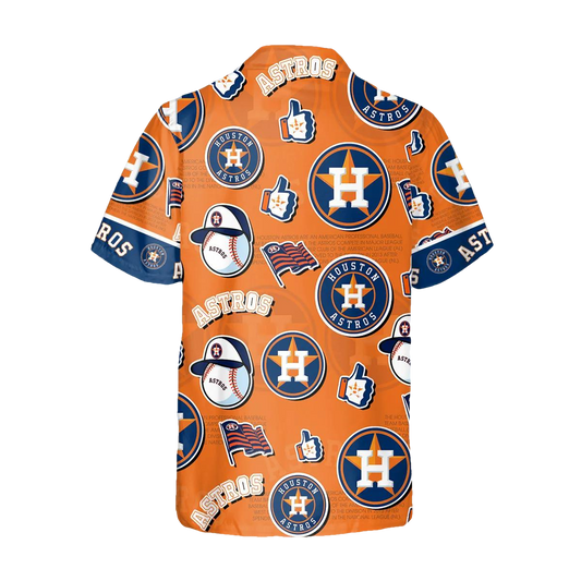 Pattern Logo Houston Astros Hawaiian Shirt, MLB Hawaiian Shirt Moonbestprint