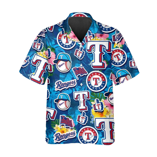 Pattern Texas Rangers Hawaiian Shirt, Texas Rangers Aloha Shirt Moonbestprint