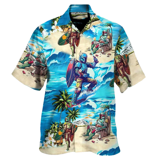 Star Wars Hawaiian Shirt, Mandalorian Hawaiian Shirt, Men's Star Wars Hawaiian Shirt Moonbestprint