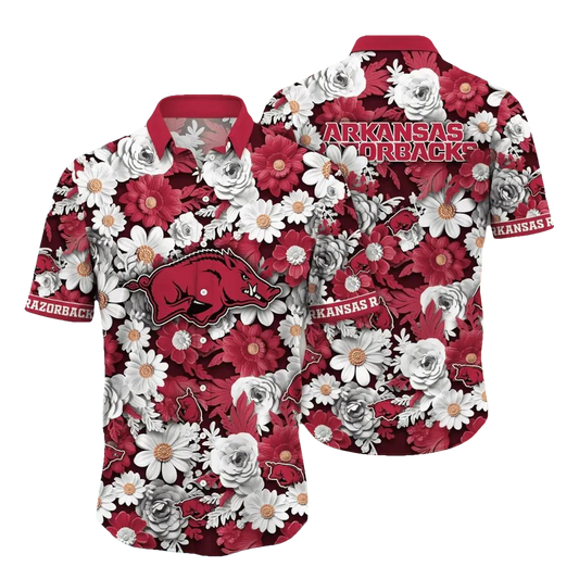 Arkansas Razorbacks NCAA Flower Aloha Hawaiian Shirt 14, NCAA Hawaiian Shirt Moonbestprint