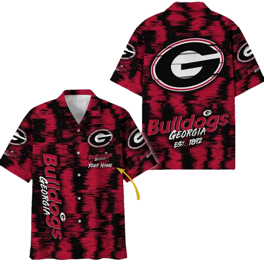 Georgia Bulldogs Aloha Hawaiian Shirt Custom Your Name, NCAA Hawaiian Shirt Moonbestprint