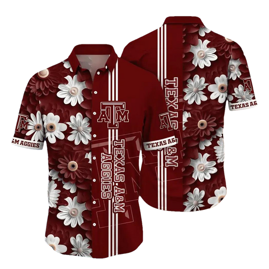 Texas A&M Aggies Style Hot Trending Summer NCAA Flower Aloha Hawaiian Shirt, NCAA Hawaiian Shirt Moonbestprint