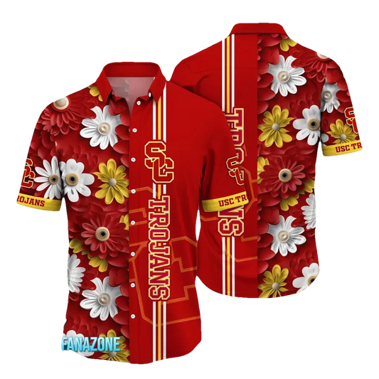 USC Trojans Style Hot Trending Summer NCAA Flower Aloha Hawaiian Shirt, NCAA Hawaiian Shirt Moonbestprint