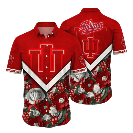 Indiana Hoosiers NCAA Flower Aloha Hawaiian Shirt 4, NCAA Hawaiian Shirt Moonbestprint