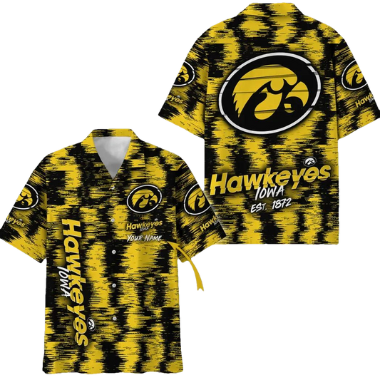 Iowa Hawkeyes Aloha Hawaiian Shirt Custom Your Name, NCAA Hawaiian Shirt Moonbestprint