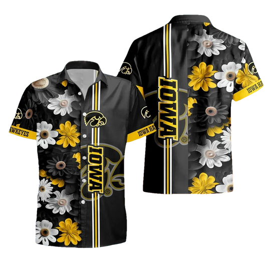 Iowa Hawkeyes NCAA Flower Aloha Hawaiian Shirt 1, NCAA Hawaiian Shirt Moonbestprint