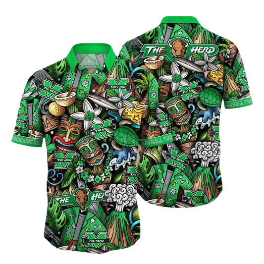 Marshall Thundering Herd NCAA Flower Aloha Hawaiian Shirt 6, NCAA Hawaiian Shirt Moonbestprint