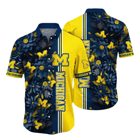 Michigan Wolverines Style Hot Trending Summer NCAA Flower Aloha Hawaiian Shirt 3, NCAA Hawaiian Shirt Moonbestprint