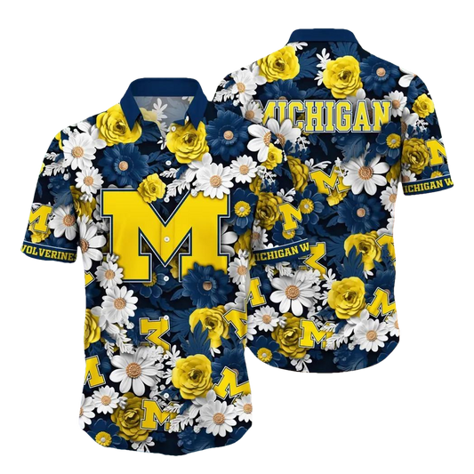 Michigan Wolverines Style Hot Trending Summer NCAA Flower Aloha Hawaiian Shirt 9, NCAA Hawaiian Shirt Moonbestprint
