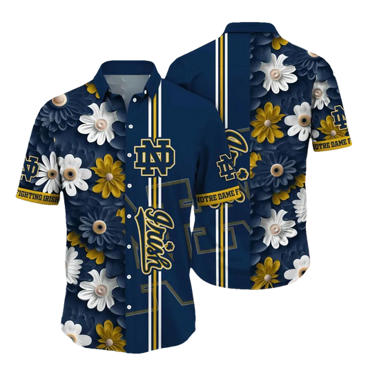 Notre Dame Fighting Irish Style Hot Trending Summer NCAA Flower Aloha Hawaiian Shirt, NCAA Hawaiian Shirt Moonbestprint
