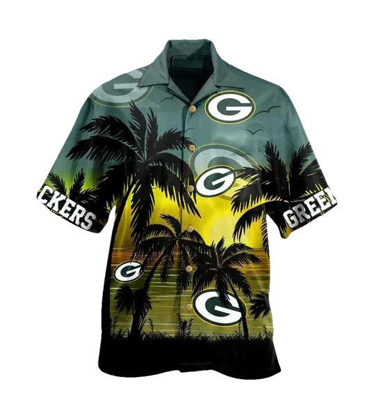 Green Bay Packers Nfl Palm Sunset Hawaiian Shirt, NFL Hawaiian Shirt Moonbestprint