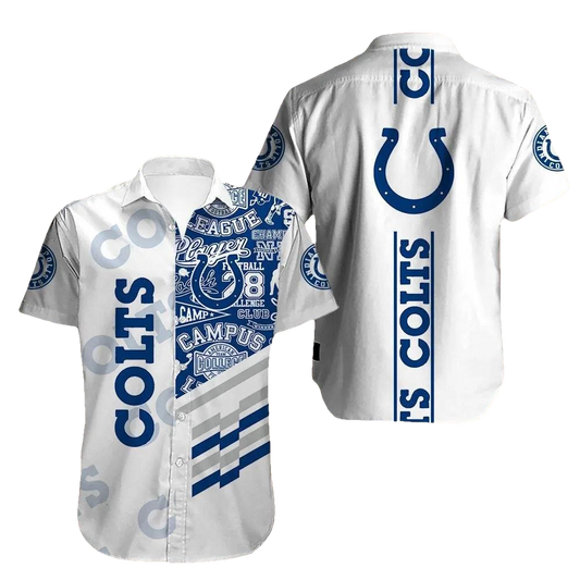 Indianapolis Colts Football Logo Pattern Hawaiian Shirt, NFL Hawaiian Shirt Moonbestprint