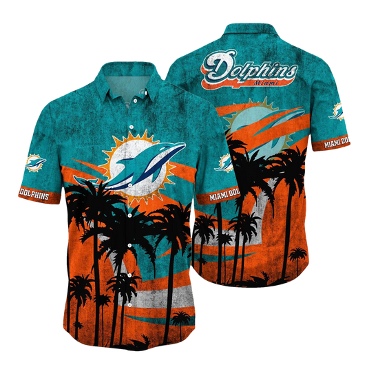 Miami Dolphins NFL Style Vintage Hawaiian Shirt, NFL Hawaiian Shirt Moonbestprint