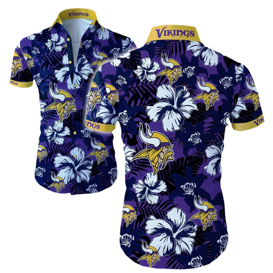 Minnesota Vikings Aloha Purple Hawaiian Shirt, NFL Hawaiian Shirt Moonbestprint