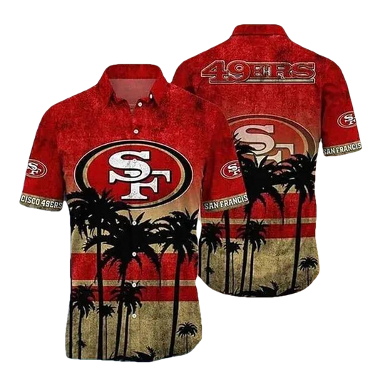 Vintage San Francisco 49ers Hawaiian Shirt Summer Beach Gift, NFL Hawaiian Shirt Moonbestprint
