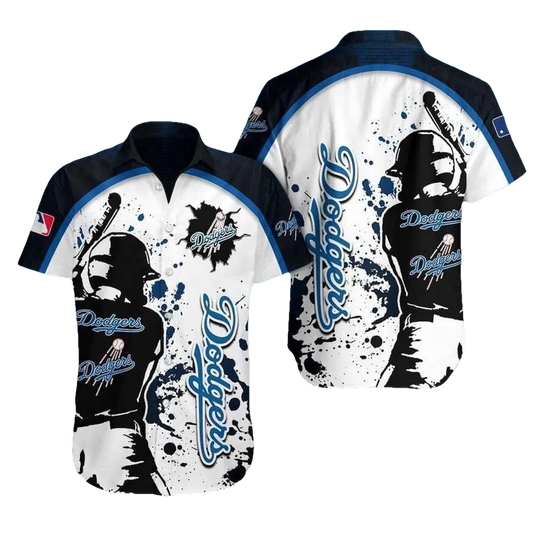 Los Angeles Dodgers Dark Blue And White Hawaiian Shirt, MLB Hawaiian Shirt Moonbestprint