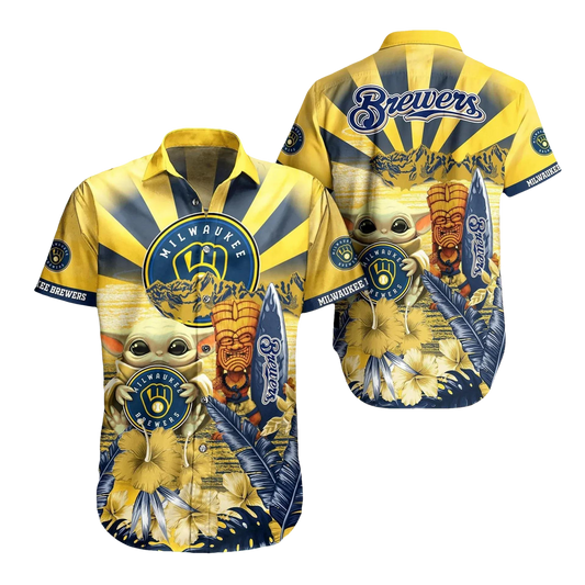 Milwaukee Brewers MLB Baby Yoda Hawaiian Shirt, MLB Hawaiian Shirt Moonbestprint