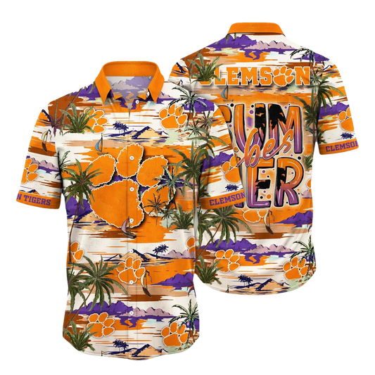 Clemson Tigers Flower Hawaii Shirt, NCAA Hawaiian Shirt Moonbestprint