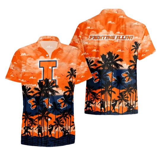 Illinois Fighting Illini Hawaiian Shirt Trending Summer, NCAA Hawaiian Shirt Moonbestprint