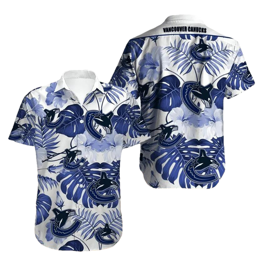 Vancouver Canucks Hawaiian Shirt Big Floral Button Up, NHL Hawaiian Shirt Moonbestprint