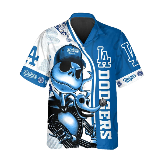 Jack Skeleton Los Angeles Dodgers Hawaiian Shirt, Dodgers Aloha Shirt, MLB Hawaiian Shirt Moonbestprint