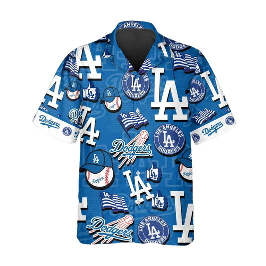 Pattern Logo Los Angeles Dodgers Hawaiian Shirt, MLB Hawaiian Shirt Moonbestprint